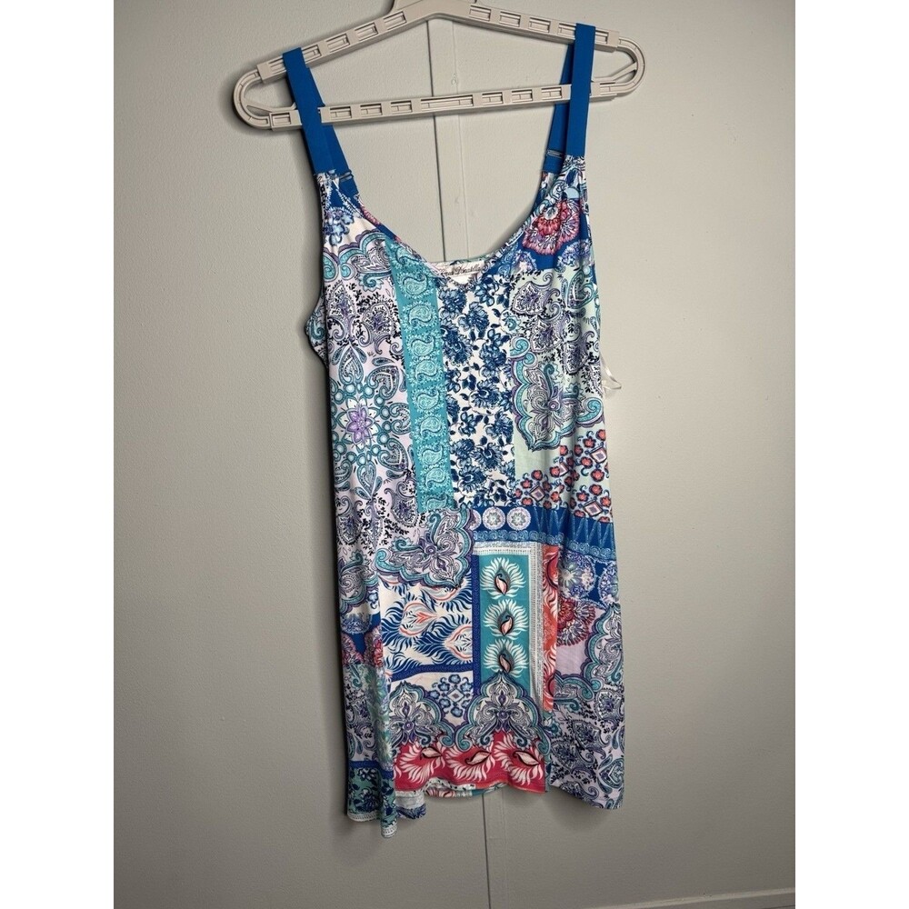 Linea Donatella Size M Womens Chemise Nightgown Blue Pattern